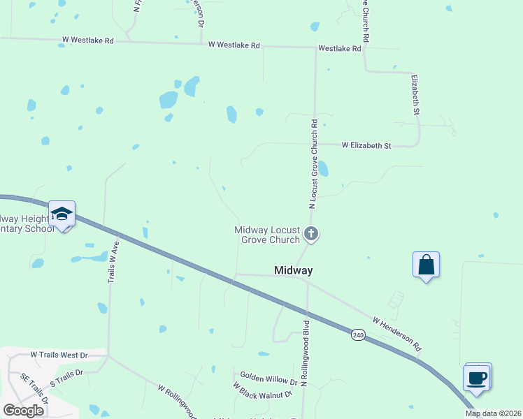 map of restaurants, bars, coffee shops, grocery stores, and more near 2675 North Locust Grove Church Road in Columbia