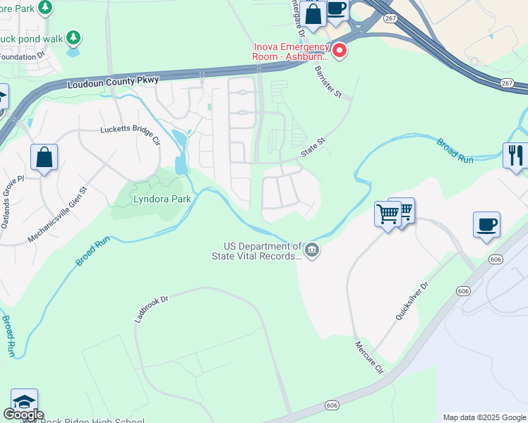 map of restaurants, bars, coffee shops, grocery stores, and more near 43829 Chadwick Terrace in Ashburn