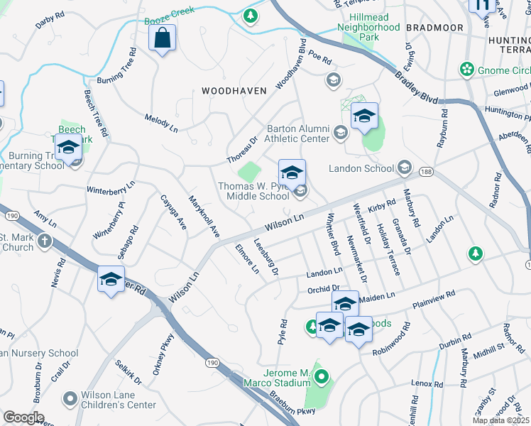 map of restaurants, bars, coffee shops, grocery stores, and more near 4 Springer Court in Bethesda