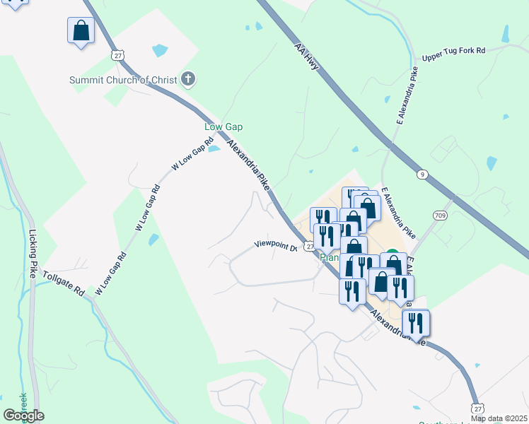 map of restaurants, bars, coffee shops, grocery stores, and more near 5 Frank Drive in Alexandria