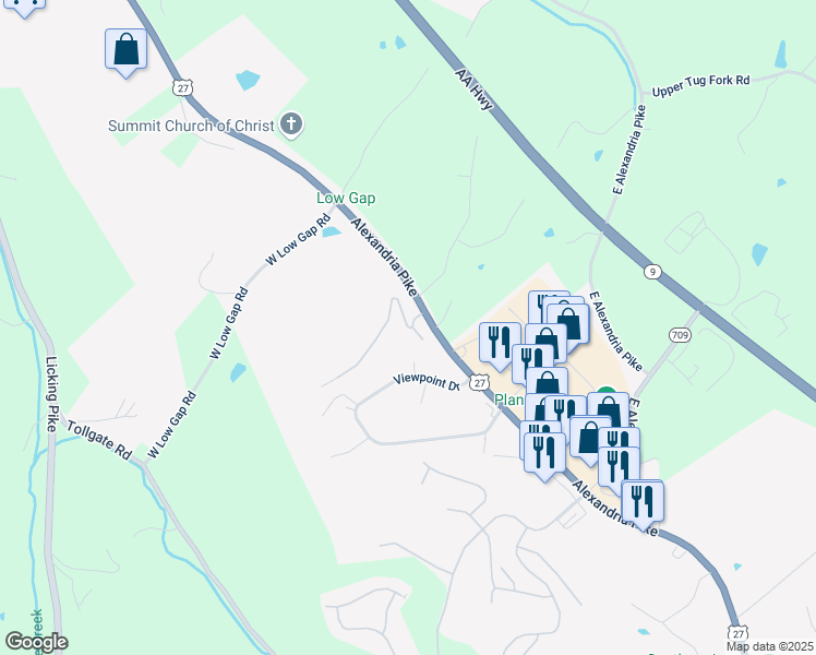 map of restaurants, bars, coffee shops, grocery stores, and more near 5 Frank Drive in Alexandria