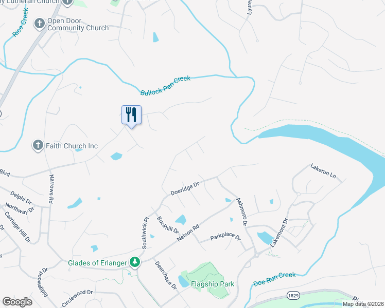 map of restaurants, bars, coffee shops, grocery stores, and more near 800 Fawn Drive in Erlanger