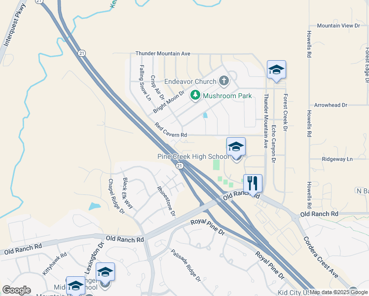 map of restaurants, bars, coffee shops, grocery stores, and more near 10197 Dusk Sky Point in Colorado Springs