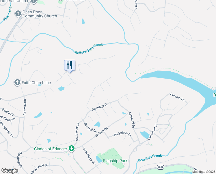 map of restaurants, bars, coffee shops, grocery stores, and more near 800 Fawn Drive in Erlanger