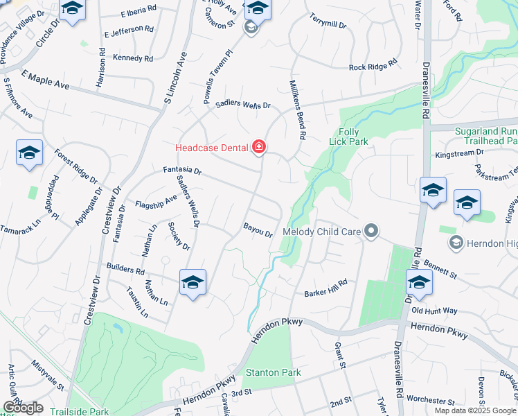 map of restaurants, bars, coffee shops, grocery stores, and more near 12608 Little Stones Lane in Herndon