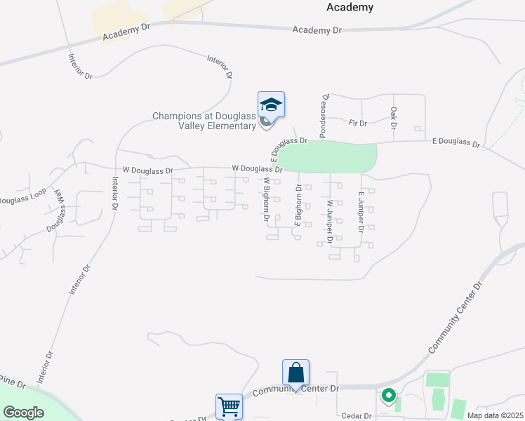 map of restaurants, bars, coffee shops, grocery stores, and more near 4471-4499 W Bighorn Dr in Air Force Academy