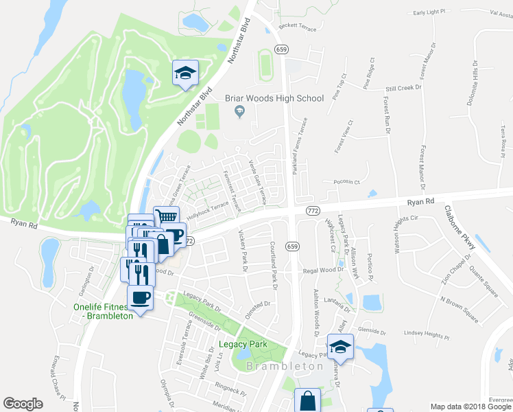 map of restaurants, bars, coffee shops, grocery stores, and more near 22826 Ferncrest Terrace in Ashburn
