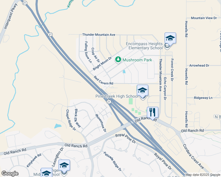 map of restaurants, bars, coffee shops, grocery stores, and more near 10197 Dusk Sky Point in Colorado Springs