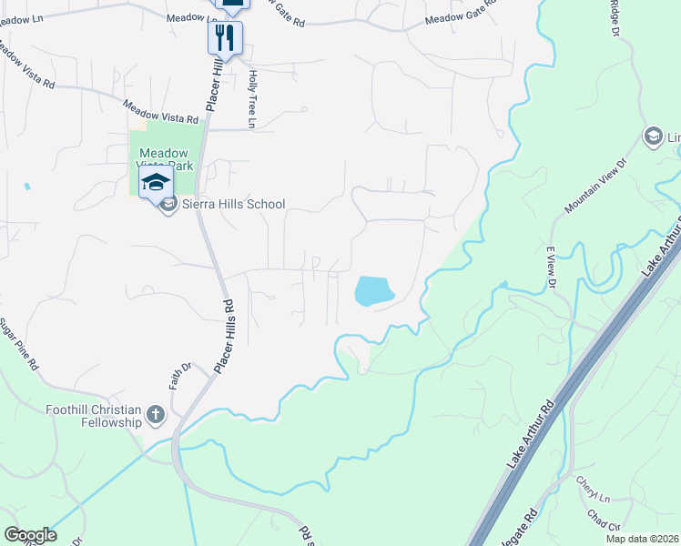 map of restaurants, bars, coffee shops, grocery stores, and more near 709 Cole Road in Meadow Vista