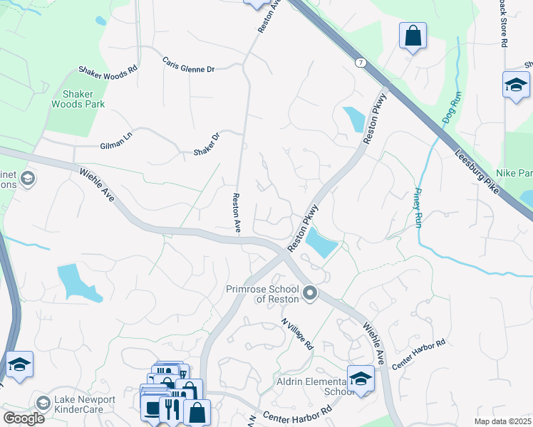 map of restaurants, bars, coffee shops, grocery stores, and more near 1218 Heritage Commons Court in Reston