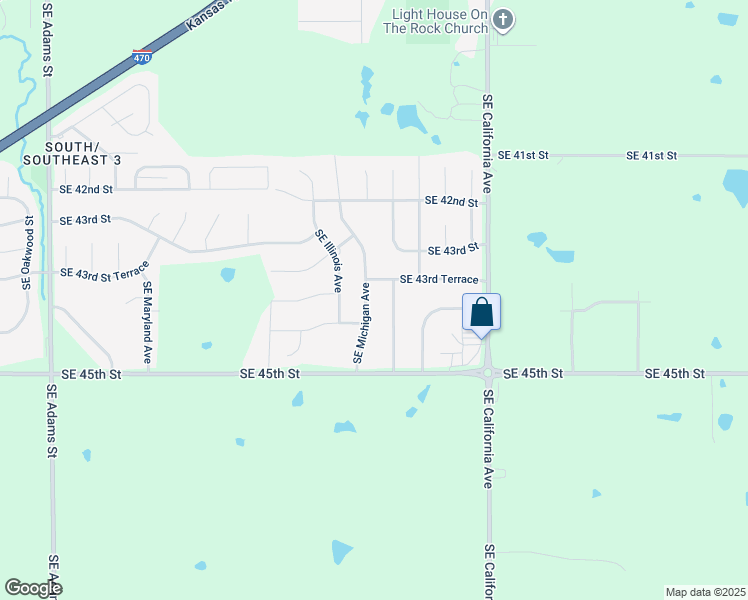 map of restaurants, bars, coffee shops, grocery stores, and more near 4400 Southeast Michigan Avenue in Topeka