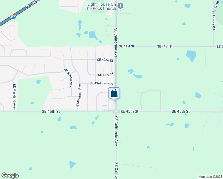 map of restaurants, bars, coffee shops, grocery stores, and more near 1841 SE 44th Terrace in Topeka