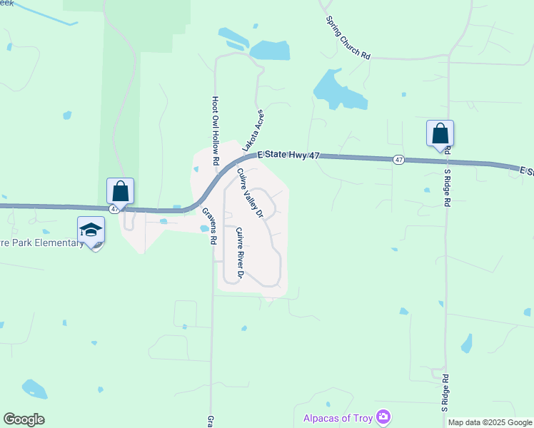 map of restaurants, bars, coffee shops, grocery stores, and more near 200 Cuivre Valley Drive in Troy