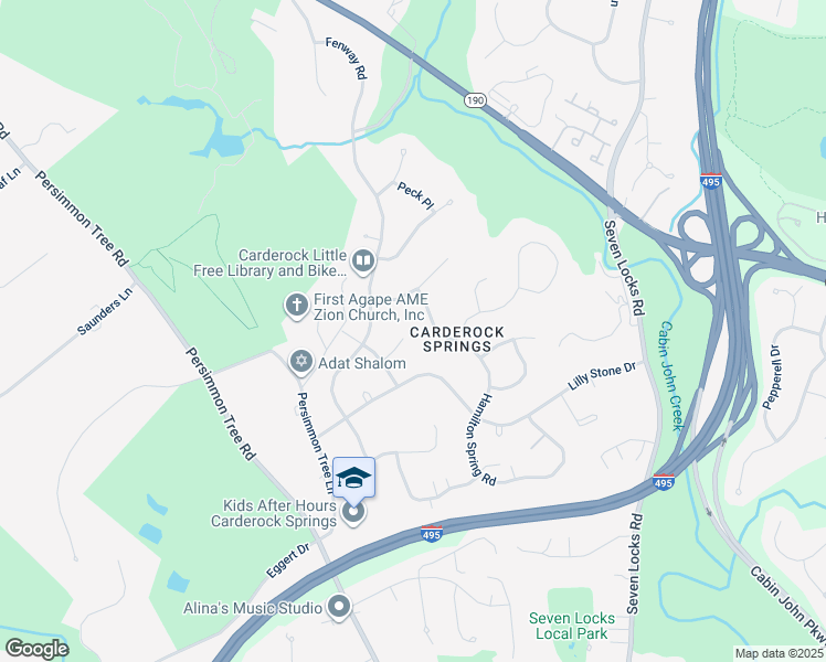 map of restaurants, bars, coffee shops, grocery stores, and more near 9 Carderock Court in Bethesda
