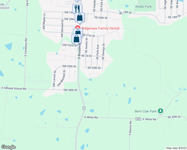 map of restaurants, bars, coffee shops, grocery stores, and more near 300 Southeast 27th Street in Oak Grove
