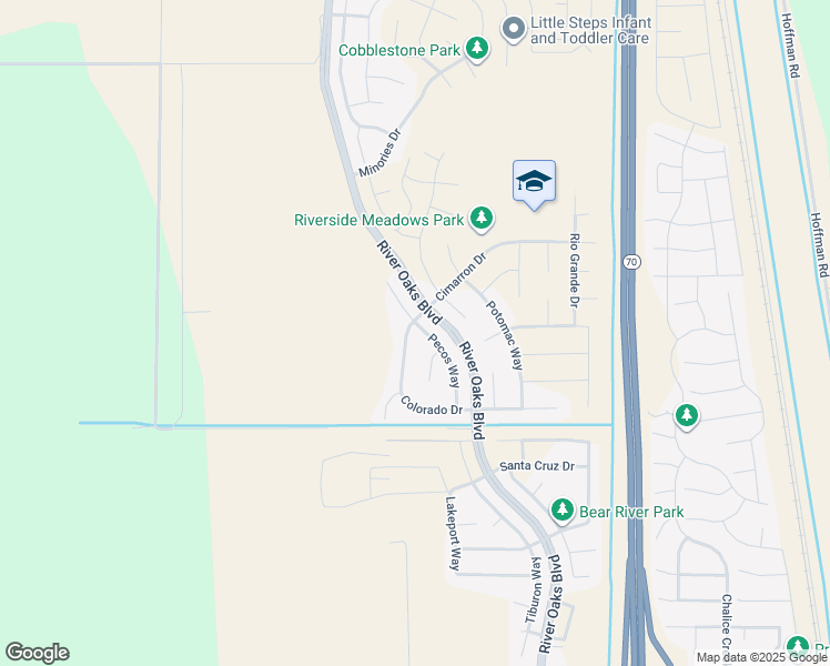 map of restaurants, bars, coffee shops, grocery stores, and more near 1224 Pecos Way in Olivehurst
