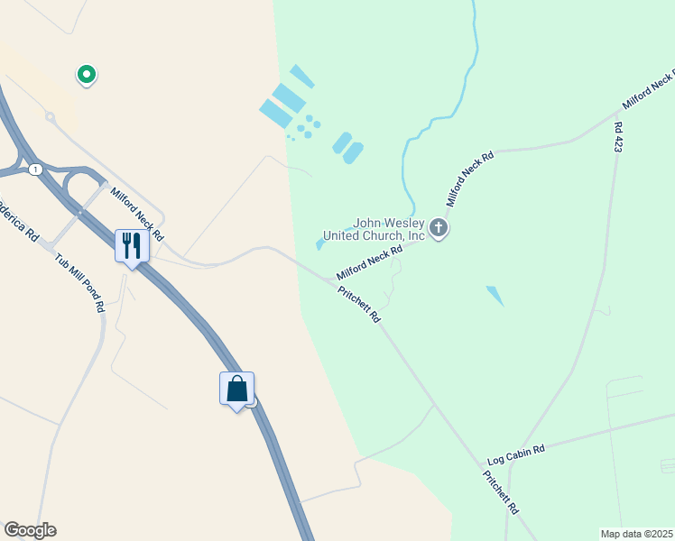 map of restaurants, bars, coffee shops, grocery stores, and more near 581 Milford Neck Road in Milford