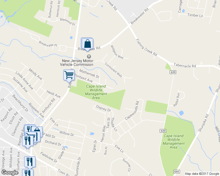 map of restaurants, bars, coffee shops, grocery stores, and more near 210 Pontaxit Avenue in Cape May