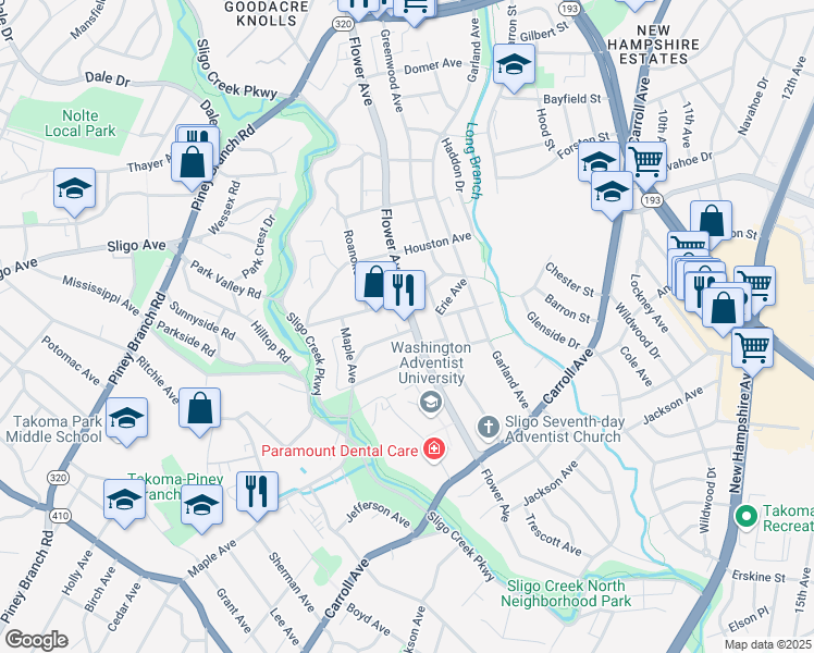map of restaurants, bars, coffee shops, grocery stores, and more near in Montgomery County