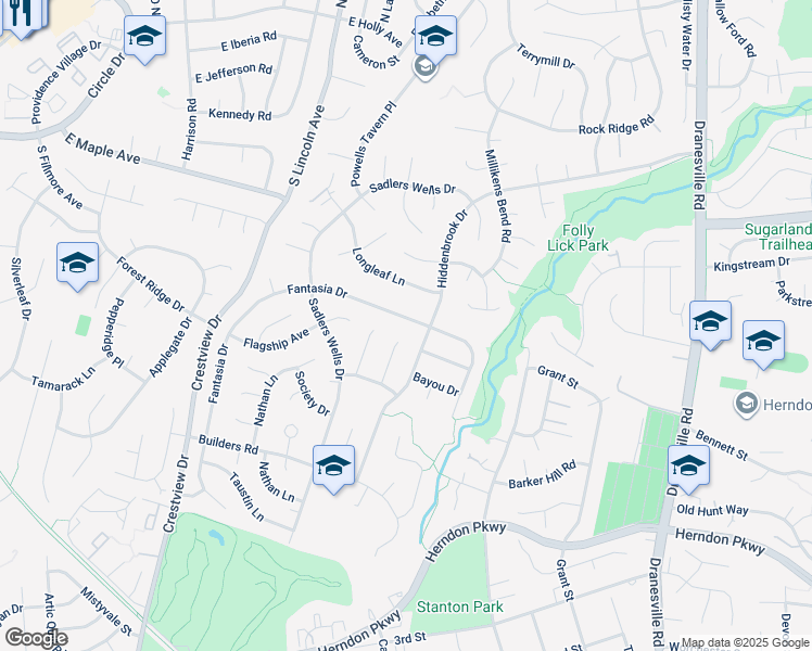 map of restaurants, bars, coffee shops, grocery stores, and more near 12705 Fantasia Drive in Herndon