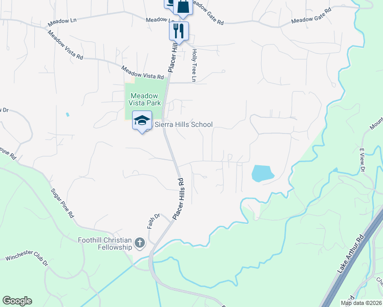 map of restaurants, bars, coffee shops, grocery stores, and more near 880 Cole Road in Meadow Vista