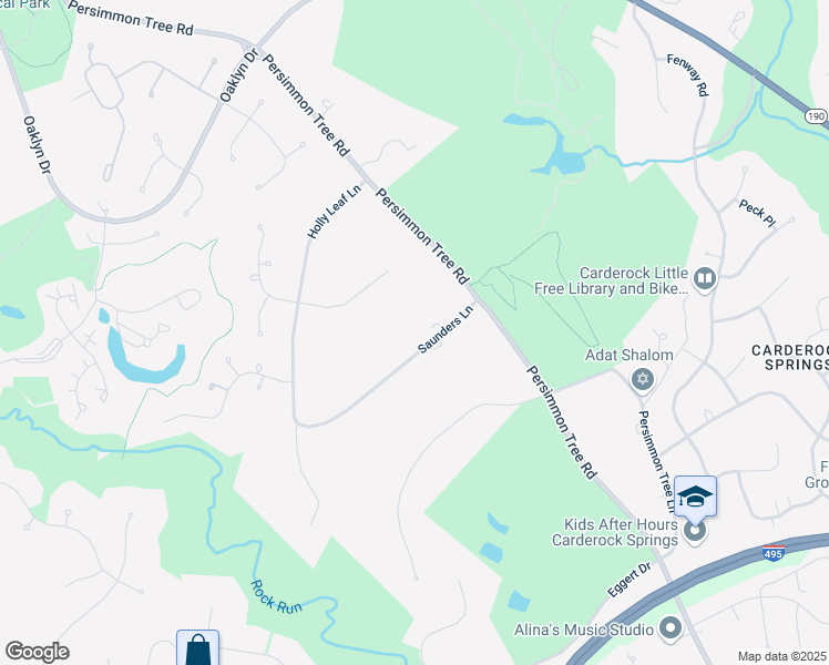 map of restaurants, bars, coffee shops, grocery stores, and more near 8813 Saunders Lane in Bethesda