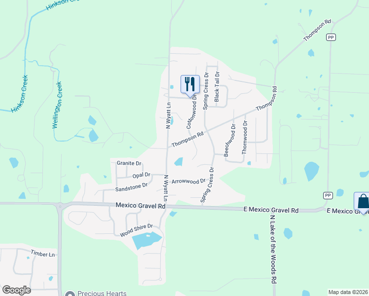 map of restaurants, bars, coffee shops, grocery stores, and more near 5408 Thompson Road in Columbia