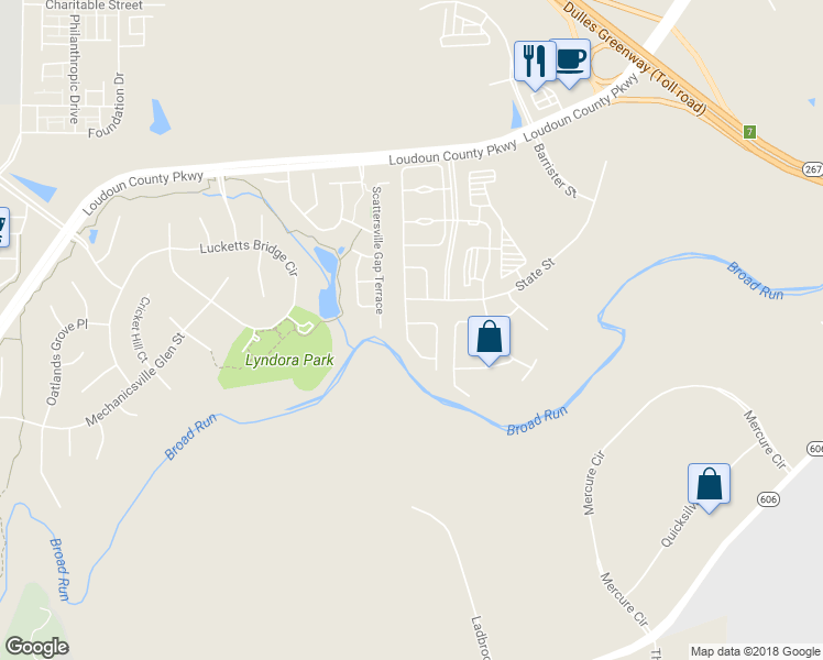 map of restaurants, bars, coffee shops, grocery stores, and more near 43775 Tattinger Terrace in Ashburn