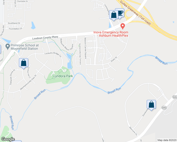 map of restaurants, bars, coffee shops, grocery stores, and more near 43781 Tattinger Terrace in Ashburn