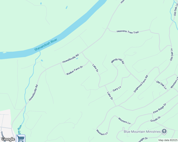 map of restaurants, bars, coffee shops, grocery stores, and more near 345 Donna Court in Front Royal