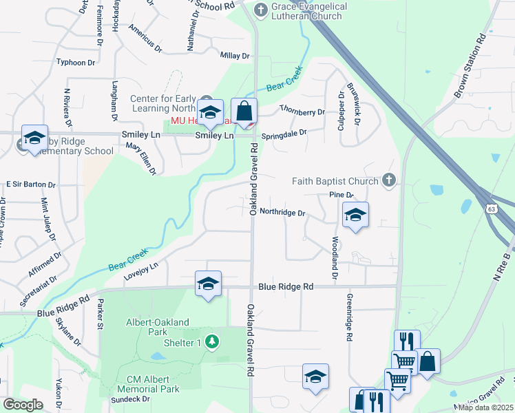 map of restaurants, bars, coffee shops, grocery stores, and more near 3909 Oakland Gravel Road in Columbia