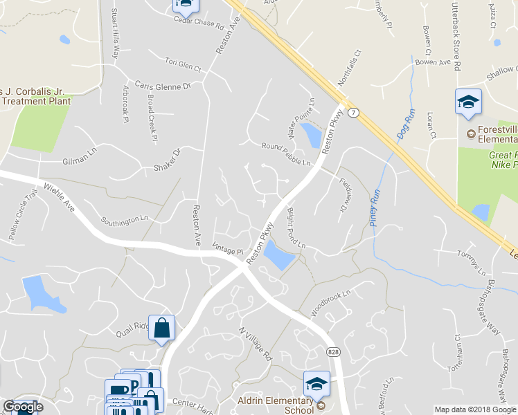 map of restaurants, bars, coffee shops, grocery stores, and more near 1206 Night Star Court in Reston