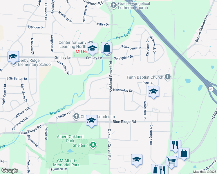 map of restaurants, bars, coffee shops, grocery stores, and more near 3909 Oakland Gravel Road in Columbia