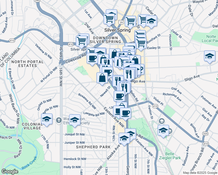 map of restaurants, bars, coffee shops, grocery stores, and more near 101 Independence Avenue Southeast in Washington