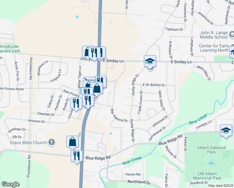 map of restaurants, bars, coffee shops, grocery stores, and more near 1115 Kennesaw Ridge Road in Columbia