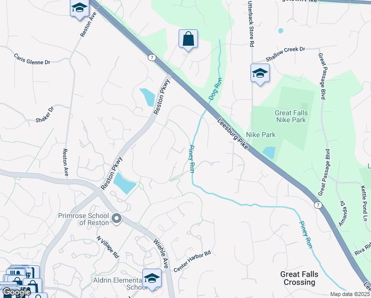 map of restaurants, bars, coffee shops, grocery stores, and more near 1159A Fieldview Drive in Reston