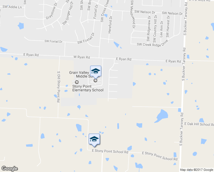 map of restaurants, bars, coffee shops, grocery stores, and more near 1406 Southwest Cross Creek Drive in Grain Valley