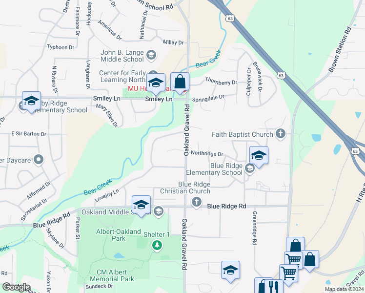 map of restaurants, bars, coffee shops, grocery stores, and more near 3909 Oakland Gravel Road in Columbia
