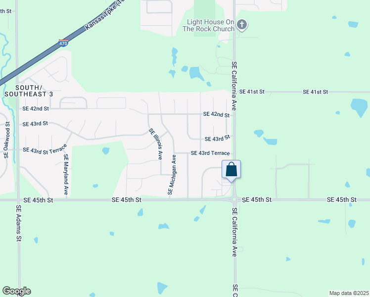 map of restaurants, bars, coffee shops, grocery stores, and more near 4314 Southeast Michigan Avenue in Topeka