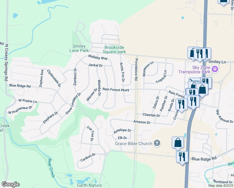 map of restaurants, bars, coffee shops, grocery stores, and more near 3804 Jungle Tree Drive in Columbia