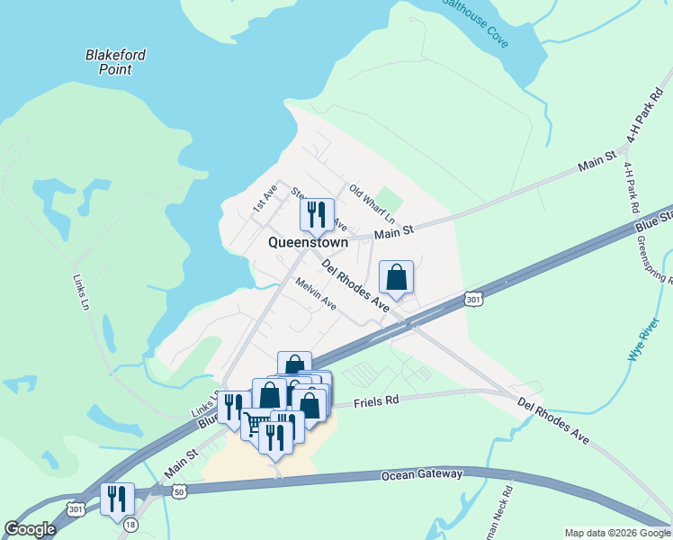 map of restaurants, bars, coffee shops, grocery stores, and more near 305 Del Rhodes Avenue in Queenstown