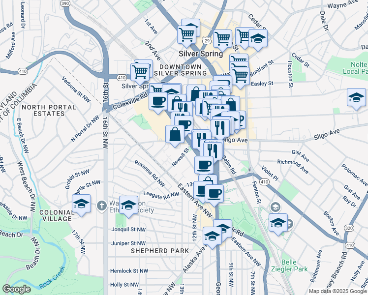 map of restaurants, bars, coffee shops, grocery stores, and more near 101 Independence Avenue Southeast in Washington
