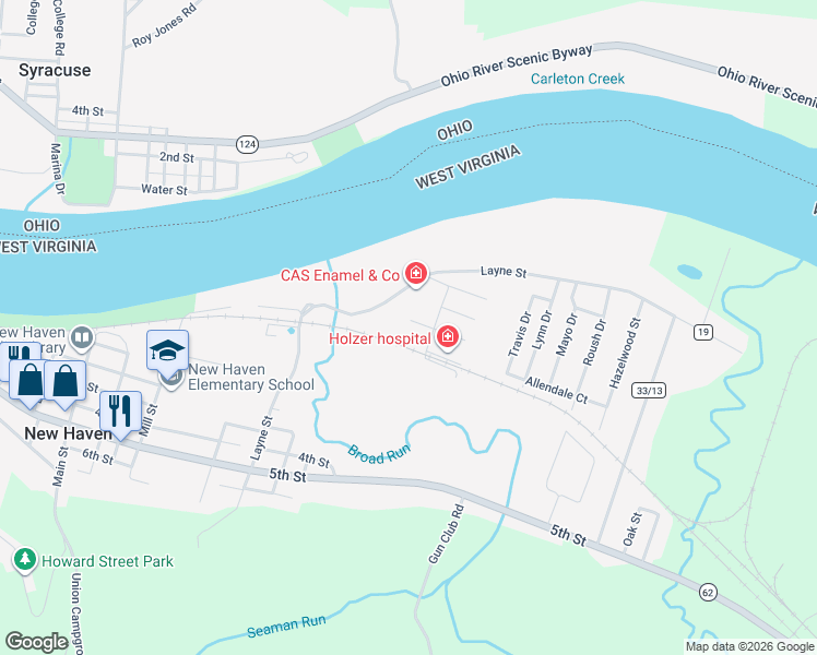 map of restaurants, bars, coffee shops, grocery stores, and more near 114 Sycamore Dr in New Haven