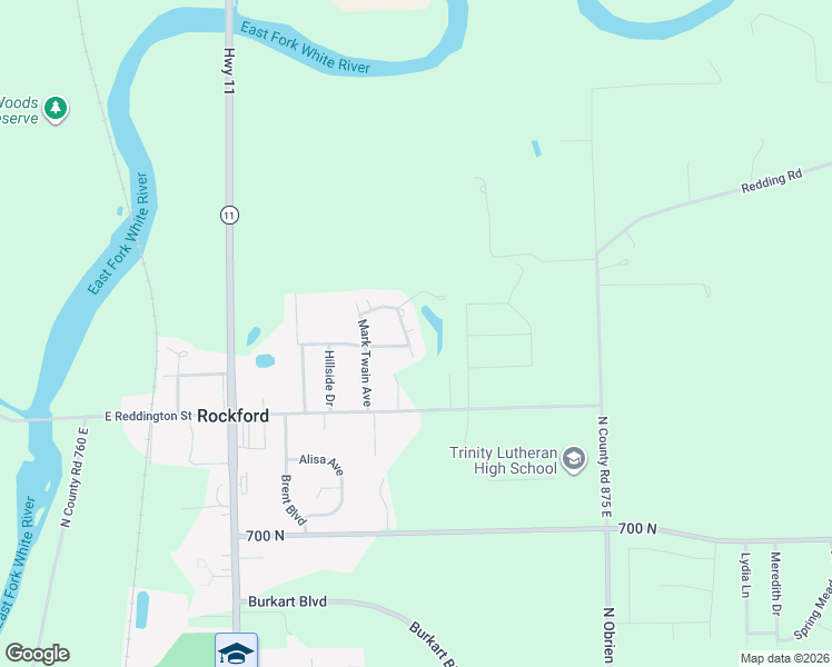 map of restaurants, bars, coffee shops, grocery stores, and more near 673 Whittier Drive in Seymour