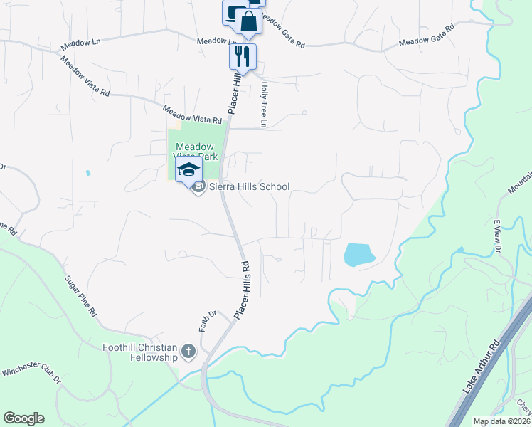 map of restaurants, bars, coffee shops, grocery stores, and more near 880 Cole Road in Meadow Vista