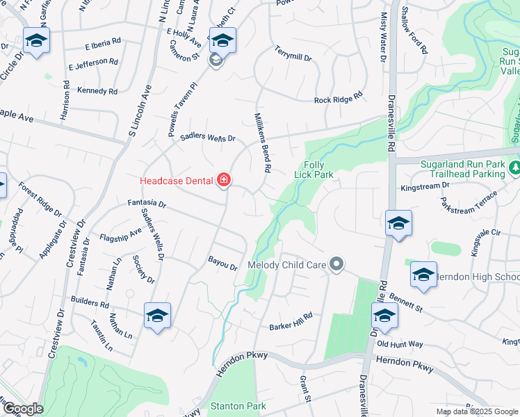 map of restaurants, bars, coffee shops, grocery stores, and more near 12602 Saylers Creek Lane in Herndon
