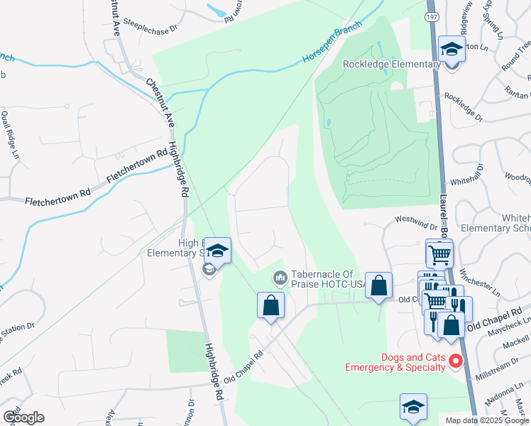 map of restaurants, bars, coffee shops, grocery stores, and more near 13511 Arrowwood Lane in Bowie