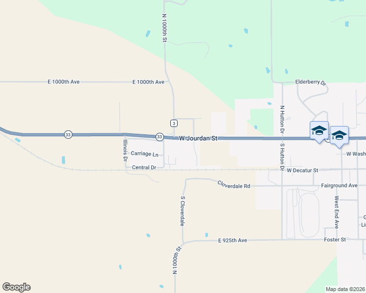 map of restaurants, bars, coffee shops, grocery stores, and more near 101 South Gregory Drive in Newton