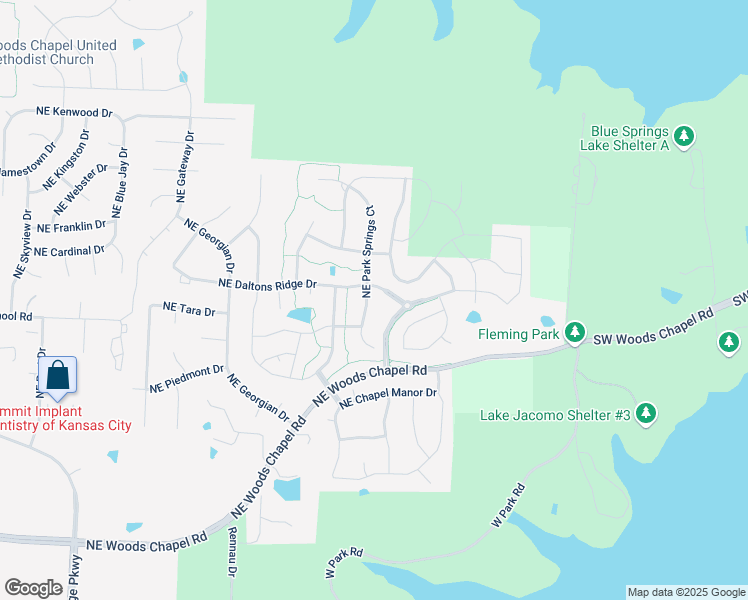 map of restaurants, bars, coffee shops, grocery stores, and more near 4403 Northeast Park Springs Court in Lee's Summit