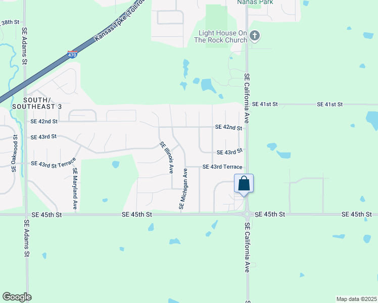 map of restaurants, bars, coffee shops, grocery stores, and more near 4300 SE Michigan Ave in Topeka